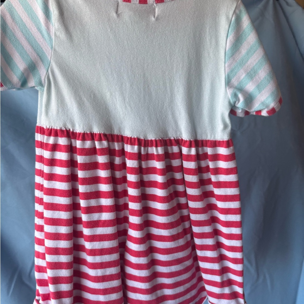 Ruffle Girl Toddler Girls Striped Knit Dress Blue Pink White Short Sleeve Size 3